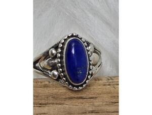 Navajo Sterling Silver Lapis Ring by Derrick Gordon – Size 7